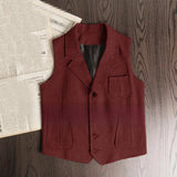 FOESCE Men's Retro Herringbone Pattern Vest Men's Suit Collar Vest Slim-fit Tweed Vest Wedding Vest Men