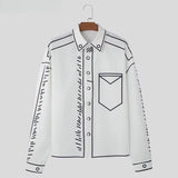 FOESCE Handsome Men Tops 2025 Manga Cartoon Printed Line Shirt Fashion Male Streetwear Hot Sale Loose Long Sleeved Blouse S-5XL