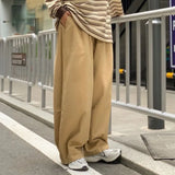 FOESCE 100% Cotton Baggy Pants Men Wide Leg Oversize Japenese Y2k Ankle-length Long Harem Trousers Casual Sport 2024 New