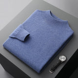 FOESCE 100% Pure Wool Cashmere Sweater Men's Half Turtleneck Pullover Casual Fashion Thickening Top Knitting Sweater