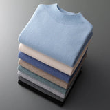FOESCE 100% Pure Wool Cashmere Sweater Men's Half Turtleneck Pullover Casual Fashion Thickening Top Knitting Sweater
