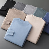 FOESCE 100% Pure Wool Cashmere Sweater Men's Half Turtleneck Pullover Casual Fashion Thickening Top Knitting Sweater