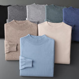 FOESCE 100% Pure Wool Cashmere Sweater Men's Half Turtleneck Pullover Casual Fashion Thickening Top Knitting Sweater