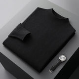FOESCE 100% Pure Wool Cashmere Sweater Men's Half Turtleneck Pullover Casual Fashion Thickening Top Knitting Sweater