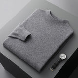FOESCE 100% Pure Wool Cashmere Sweater Men's Half Turtleneck Pullover Casual Fashion Thickening Top Knitting Sweater