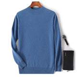 FOESCE 100% Pure Wool Cashmere Sweater Men's Half Turtleneck Pullover Casual Fashion Thickening Top Knitting Sweater