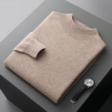FOESCE 100% Pure Wool Cashmere Sweater Men's Half Turtleneck Pullover Casual Fashion Thickening Top Knitting Sweater