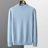 FOESCE 100% Pure Wool Cashmere Sweater Men's Half Turtleneck Pullover Casual Fashion Thickening Top Knitting Sweater
