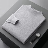 FOESCE 100% Pure Wool Cashmere Sweater Men's Half Turtleneck Pullover Casual Fashion Thickening Top Knitting Sweater