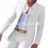 FOESCE 2 Pieces Beige Suit for Men Slim Fit Wedding Groom Tuxedo Groomsmen Suits Male Fashion Smoking Costume Homme Blazer with Pants