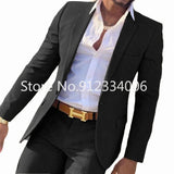 FOESCE 2 Pieces Beige Suit for Men Slim Fit Wedding Groom Tuxedo Groomsmen Suits Male Fashion Smoking Costume Homme Blazer with Pants