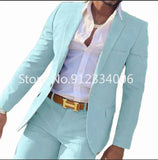 FOESCE 2 Pieces Beige Suit for Men Slim Fit Wedding Groom Tuxedo Groomsmen Suits Male Fashion Smoking Costume Homme Blazer with Pants