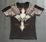 FOESCE 2000s Graphic T Shirts Suffering Skeleton Print Top Y2K Angel Hip Hop Harajuku high steet Plus Size Loose shirt Fashion Clothing