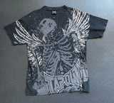 FOESCE 2000s Graphic T Shirts Suffering Skeleton Print Top Y2K Angel Hip Hop Harajuku high steet Plus Size Loose shirt Fashion Clothing