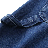 FOESCE  Spring Overalls Men's Denim Jumpsuits Loose Long Sleeve Lapel Solid Color Blue Jeans Hip Hop Pants Fashion Freight Trousers