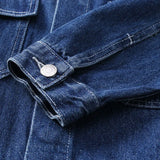 FOESCE  Spring Overalls Men's Denim Jumpsuits Loose Long Sleeve Lapel Solid Color Blue Jeans Hip Hop Pants Fashion Freight Trousers