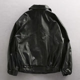FOESCE 2024 Autumn New Light Luxury Fashion Loose Leather Clothing Men Motorcycle Clothing Comfortable Jacket PU Leather Jacket