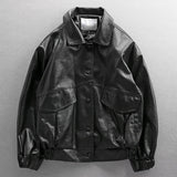 FOESCE 2024 Autumn New Light Luxury Fashion Loose Leather Clothing Men Motorcycle Clothing Comfortable Jacket PU Leather Jacket