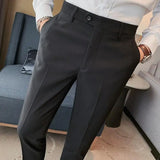 FOESCE 2025 Autumn New Solid Straight Casual Pant High Quality Fashion Simplicity Men Suit Pants Formal Business Office Social Trousers