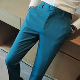 FOESCE 2025 Autumn New Solid Straight Casual Pant High Quality Fashion Simplicity Men Suit Pants Formal Business Office Social Trousers