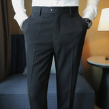 FOESCE 2025 Autumn New Solid Straight Casual Pant High Quality Fashion Simplicity Men Suit Pants Formal Business Office Social Trousers