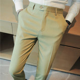FOESCE 2025 Autumn New Solid Straight Casual Pant High Quality Fashion Simplicity Men Suit Pants Formal Business Office Social Trousers
