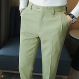 FOESCE 2025 Autumn New Solid Straight Casual Pant High Quality Fashion Simplicity Men Suit Pants Formal Business Office Social Trousers