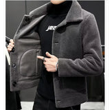 FOESCE 2024 Autumn and Winter New Men's Fashion Trend Suede Double Sided Leather Coat Jacket Men's Leisure Tourism Warm Coat