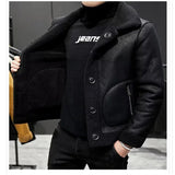 FOESCE 2024 Autumn and Winter New Men's Fashion Trend Suede Double Sided Leather Coat Jacket Men's Leisure Tourism Warm Coat