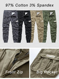 FOESCE 2025 New Autumn Cargo Pants Men Multi-Pockets Washed Cotton Work Wear Cargo Jogger Military Overalls Elastic Waist Male Trousers
