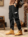 FOESCE 2025 New Autumn Cargo Pants Men Multi-Pockets Washed Cotton Work Wear Cargo Jogger Military Overalls Elastic Waist Male Trousers