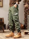 FOESCE 2025 New Autumn Cargo Pants Men Multi-Pockets Washed Cotton Work Wear Cargo Jogger Military Overalls Elastic Waist Male Trousers