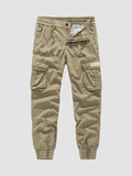 FOESCE 2025 New Autumn Cargo Pants Men Multi-Pockets Washed Cotton Work Wear Cargo Jogger Military Overalls Elastic Waist Male Trousers