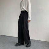 FOESCE 2024 New Black Suit Pants Men Fashion Social Mens Dress Pants Korean Loose Oversized Wide Leg Pants Mens Formal Trousers M-2XL