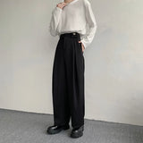 FOESCE 2025 New Black Suit Pants Men Fashion Social Mens Dress Pants Korean Loose Oversized Wide Leg Pants Mens Formal Trousers M-2XL