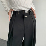 FOESCE 2024 New Black Suit Pants Men Fashion Social Mens Dress Pants Korean Loose Oversized Wide Leg Pants Mens Formal Trousers M-2XL