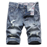 FOESCE 2025 New Fashion Mens Ripped Short Jeans Brand Clothing Bermuda Summer  Cotton Shorts Breathable Denim Shorts Male Size 28-42