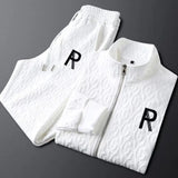 FOESCE 2025 Spring Autumn New Men's Two Piece Set Linen Fabric Casual Sweatshirt and Sweatpants Set Mens Sports Suit Fashion Tracksuit