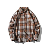 FOESCE 2025 Spring Autumn New Winter High Quality Casual Plaid Men's Loose Streetwear Long-sleeved Shirt Retro Flannel Shirts Men