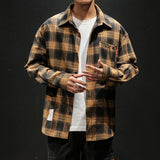 FOESCE 2025 Spring Autumn New Winter High Quality Casual Plaid Men's Loose Streetwear Long-sleeved Shirt Retro Flannel Shirts Men