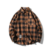 FOESCE 2025 Spring Autumn New Winter High Quality Casual Plaid Men's Loose Streetwear Long-sleeved Shirt Retro Flannel Shirts Men