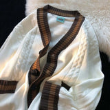 FOESCE 2025 Spring New Light Luxury Fashion Cardigan Sweater Loose Knitwear Comfortable Casual Jacket Boutique Clothing Simple Style