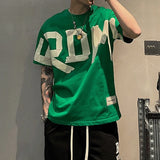 FOESCE 2025 Summer Casual All-match Trend Korean Fashion Short Sleeve Round Neck Solid Color Letter Printed Loose Fashion Youth T-shirt