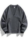 FOESCE 2024 Autumn Men Jacket Coat Pockets Cardigan Sweater Plus Size 6XL 7XL 8XL Oversize Black Zipper Loose Male Business Simple Thin