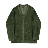 FOESCE 2025 Autumn Men's V-neck Knit Cardigan Jacket Fashion Loose Casual Korean Style Clothing Trend New Male Sweater Coat