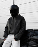FOESCE 2025 Autumn and Winter New Baseball Collar Jacket Loose Black Embroidery Zip Up Jacket for Men Bomber Leather Jackets Coat