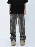 FOESCE 2025 Kanye Y2K Streetwear Washed Blue Baggy Stacked Jeans Pants For Men Clothing Ankle Zipper Straight Vintage Denim Trousers