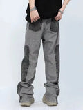 FOESCE 2025 Kanye Y2K Streetwear Washed Blue Baggy Stacked Jeans Pants For Men Clothing Ankle Zipper Straight Vintage Denim Trousers