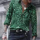 FOESCE 2025 Leopard Print Pattern Lapel Button men's Shirt 3D Printed Casual Fashion Long Sleeved Shirt Street Unisex Clothing Top