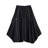 2024 Men Ribbon Dark Black Wide Leg Pants Male Punk Gothic Harem Trousers Kimono Skirt Pants Winter Women Irregular Big Hem Pant